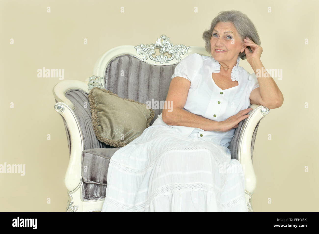 Woman on the chair hi-res stock photography and images - Alamy