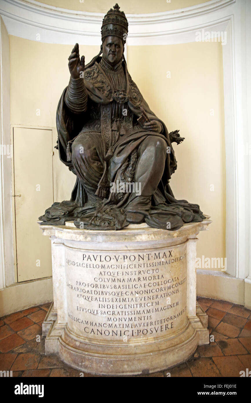 Statue of Pope Paul V in Basilica Santa Maria Maggiore in Rome. Stock Photo