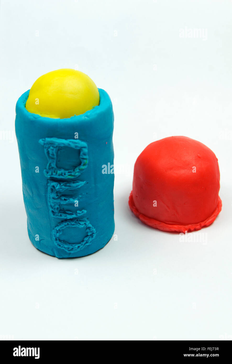 Imitation roll on deodorant made from  play doh. Stock Photo