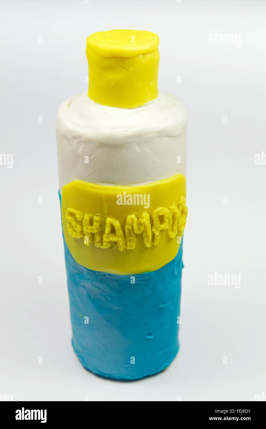 Shampoo bottle made from Play-doh. Stock Photo