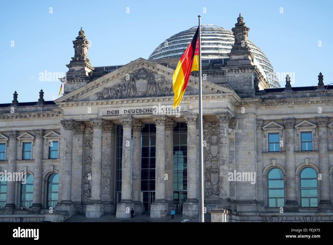 Germany: Front view of the German parliament (Bundestag) in Berlin. Photo from 22. January 2016. Stock Photo