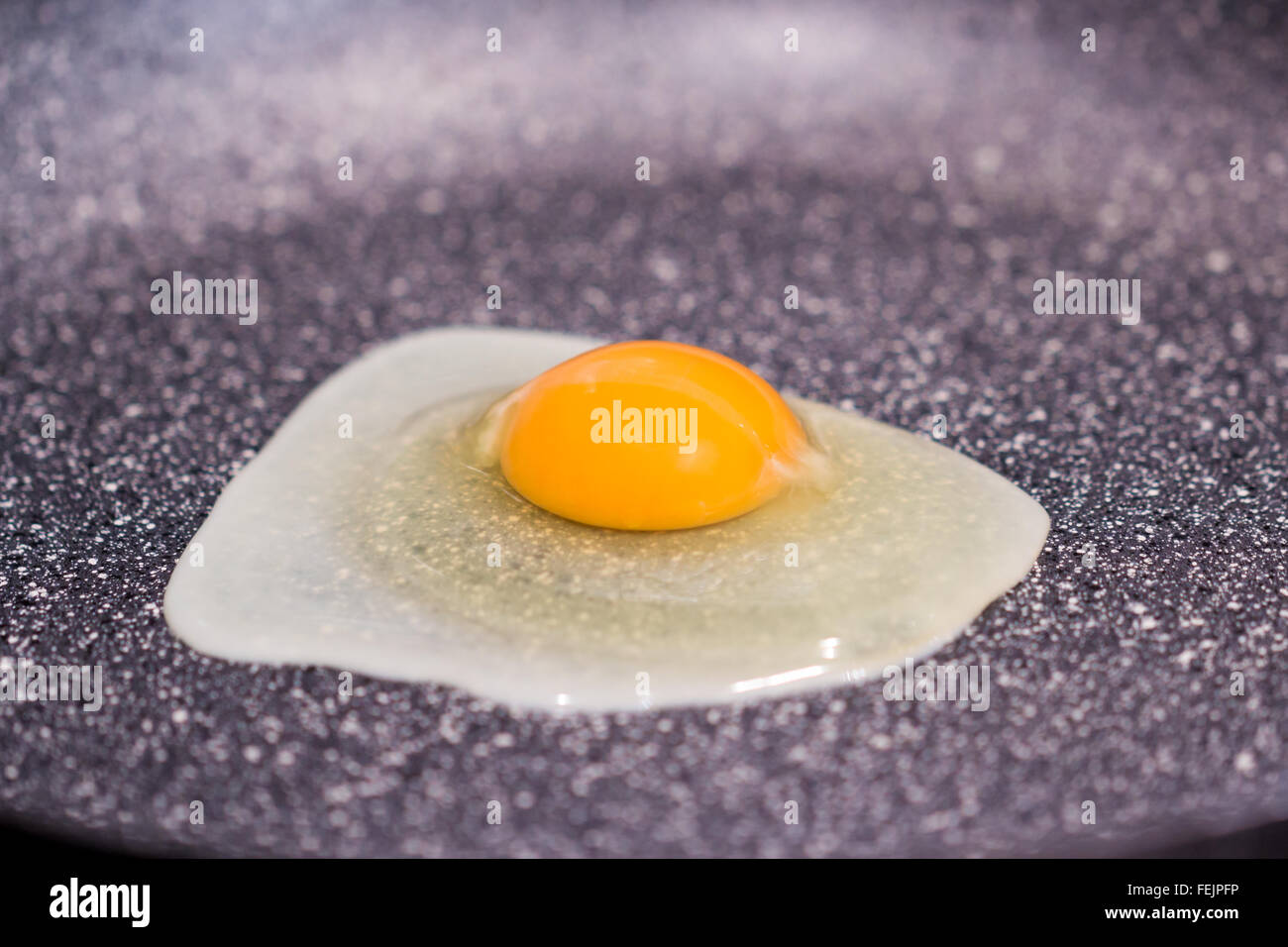 Close up view of the fried egg on a frying pan Stock Photo - Alamy