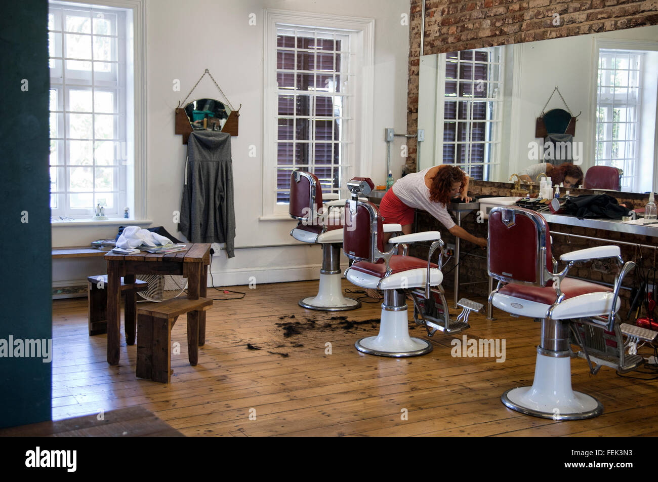 Old Style Mens Barber Salon on Long Street in Cape Town South Africa Stock Photo