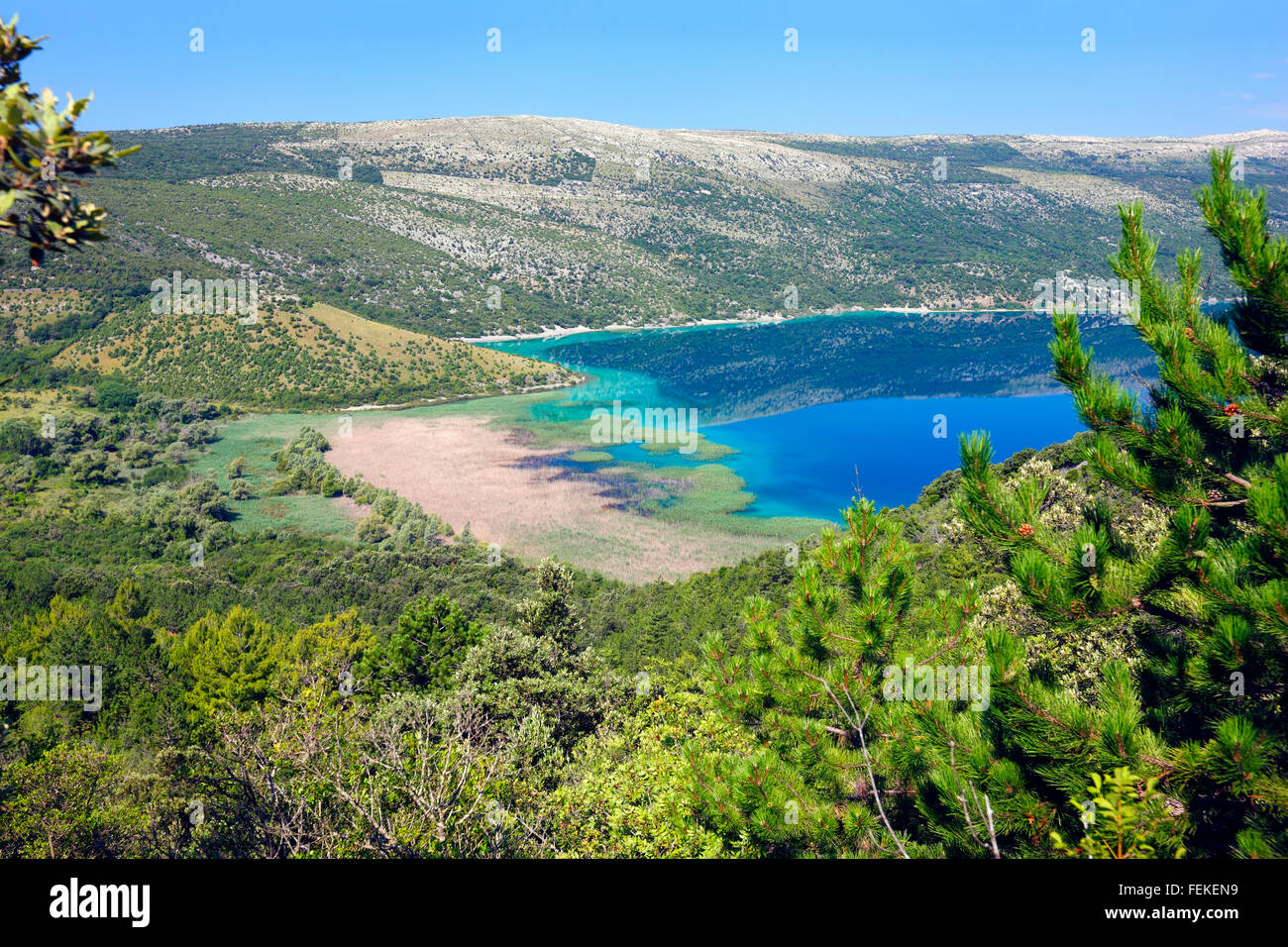 Vrana lake on island Cres in Croatia Stock Photo