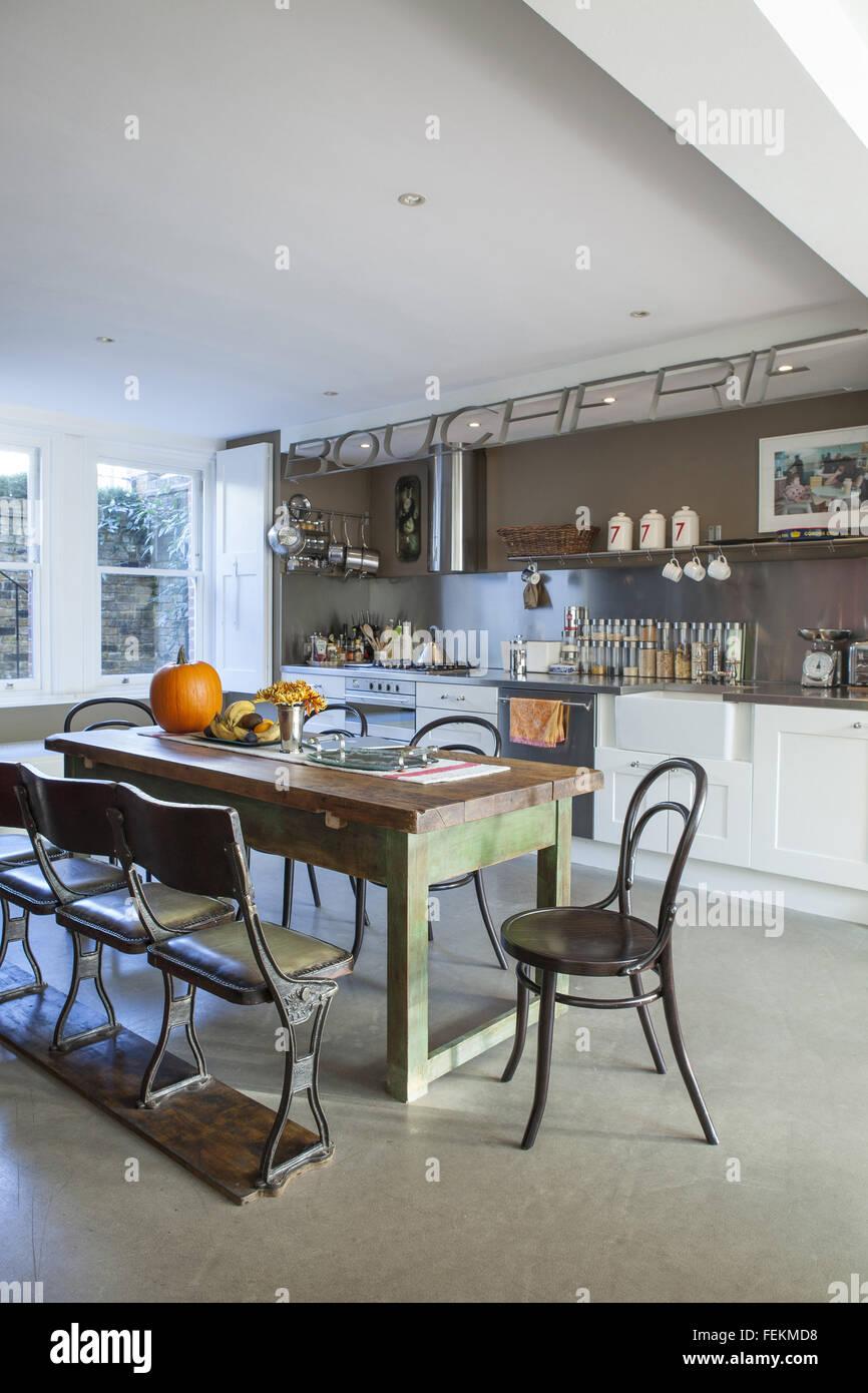 Artist and designer Jo Berryman's house in Hampstead, London. The kitchen. Stock Photo