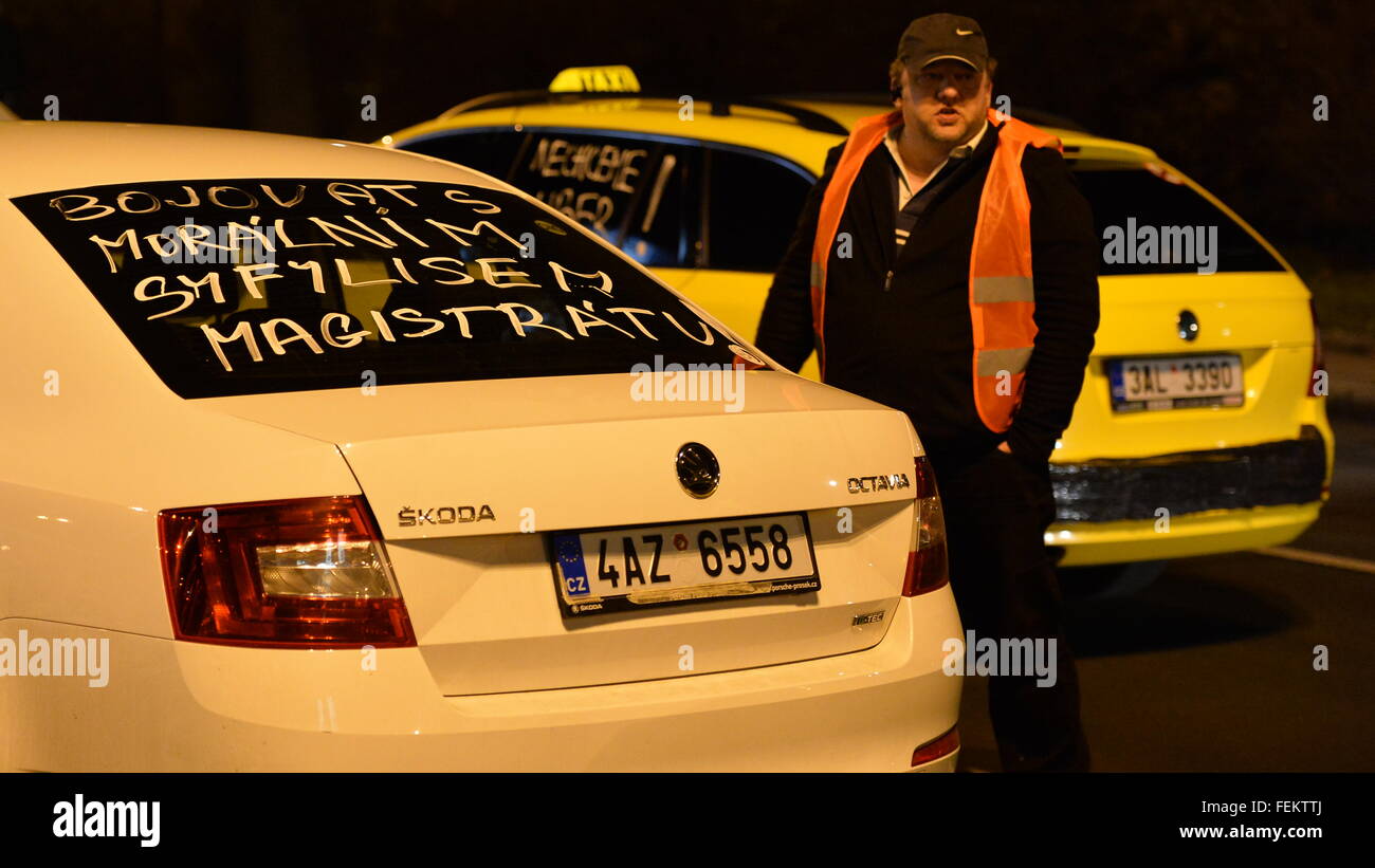 Prague, Czech Republic. 8th February, 2016. About 200 taxis have ...