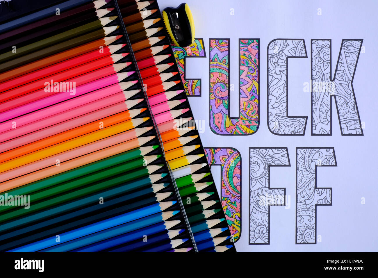 adult coloring book of swear words and profanities Stock 