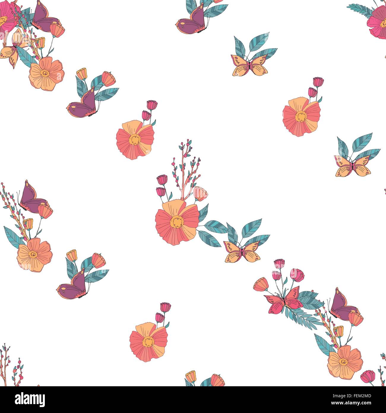 Floral Seamless Vintage Wildflowers Pattern Stock Vector Image & Art ...