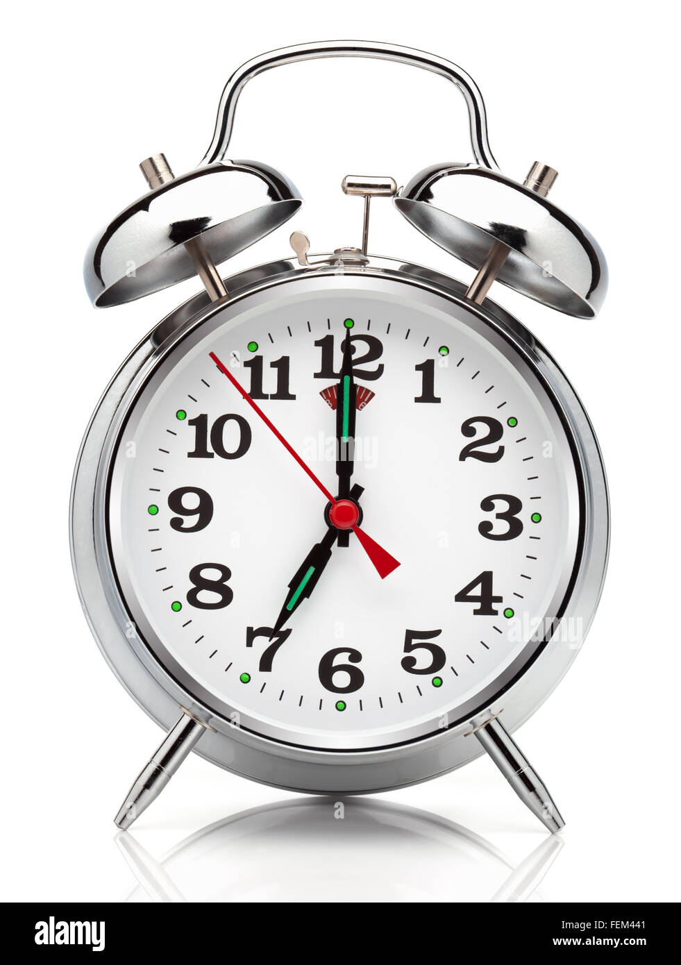 Alarm clock, isolated on the white background, clipping path included. Stock Photo