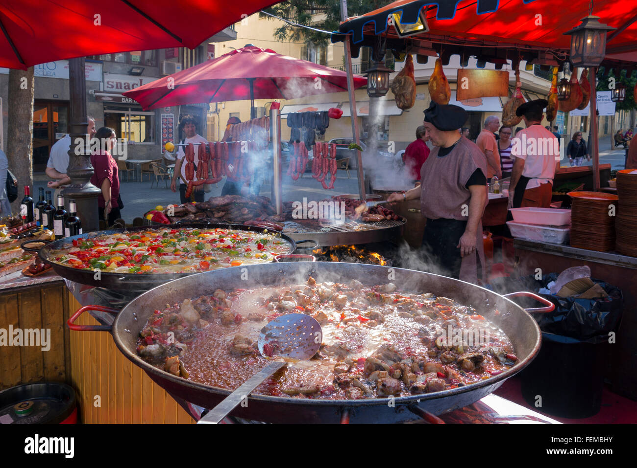 Chef cooking a traditional paella. Mallorca. Spain Stock Photo
