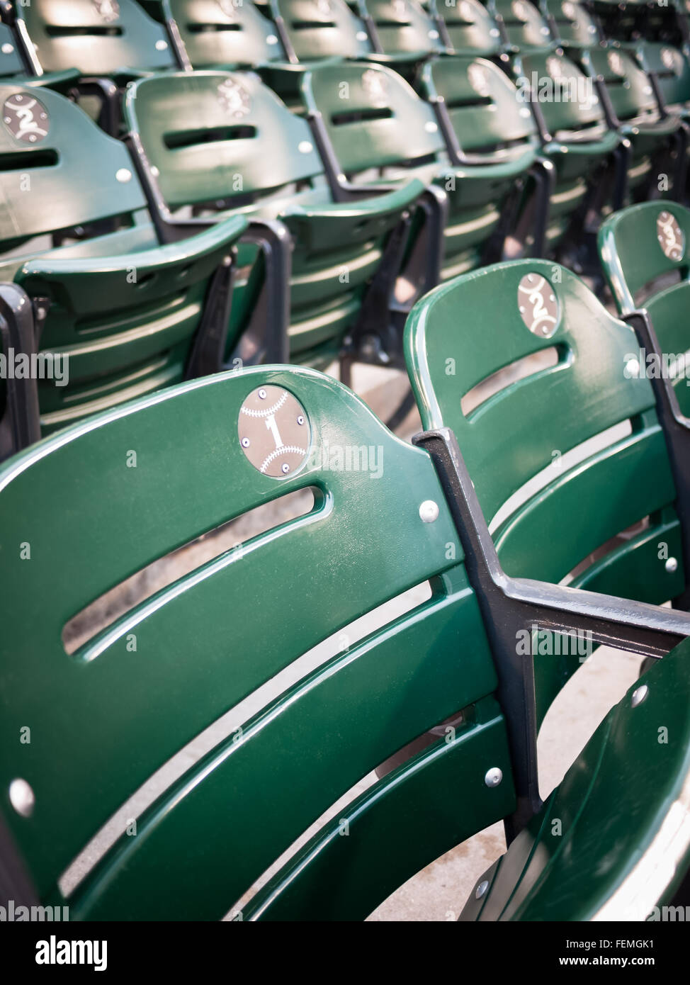 Green sports baseball ballpark seats at U.S. Cellular Field, formerly