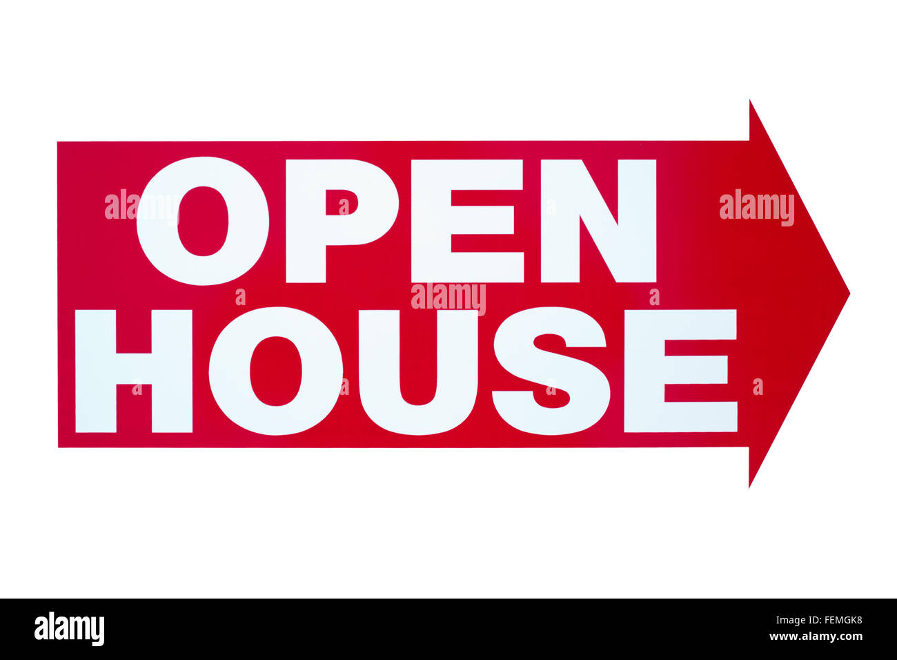 Open House Real Estate Sign Isolated on White Stock Photo