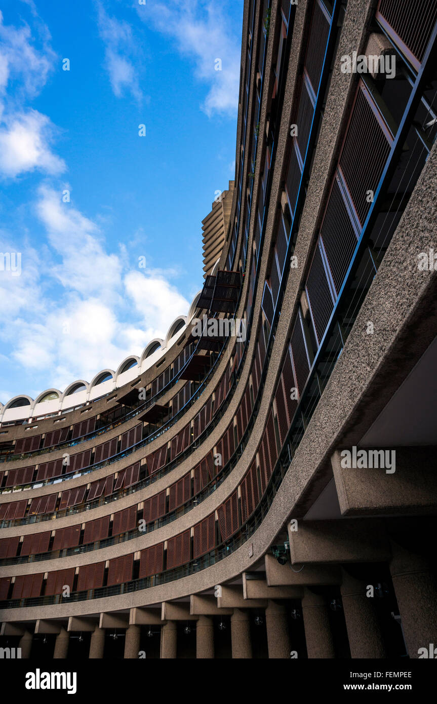 Modern 'Brutalist' buildings in the Barbican Estate in the City of London, UK Stock Photo