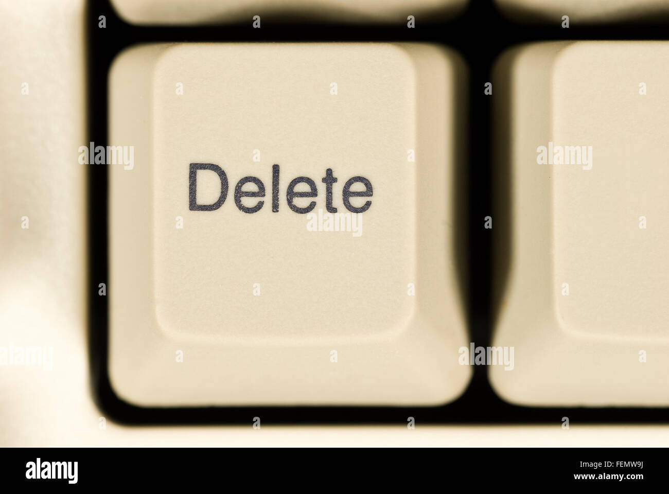Macro of Delete Key on Computer Keyboard Stock Photo