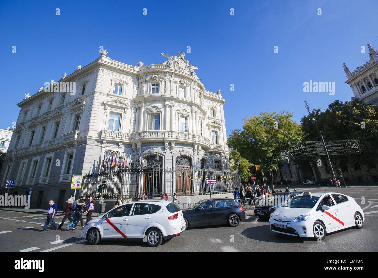 MADRID, SPAIN - NOVEMBER 14, 2015: The Palace of Linares (Spanish: Palacio de Linares) is a palace located at the Plaza de Cibel Stock Photo