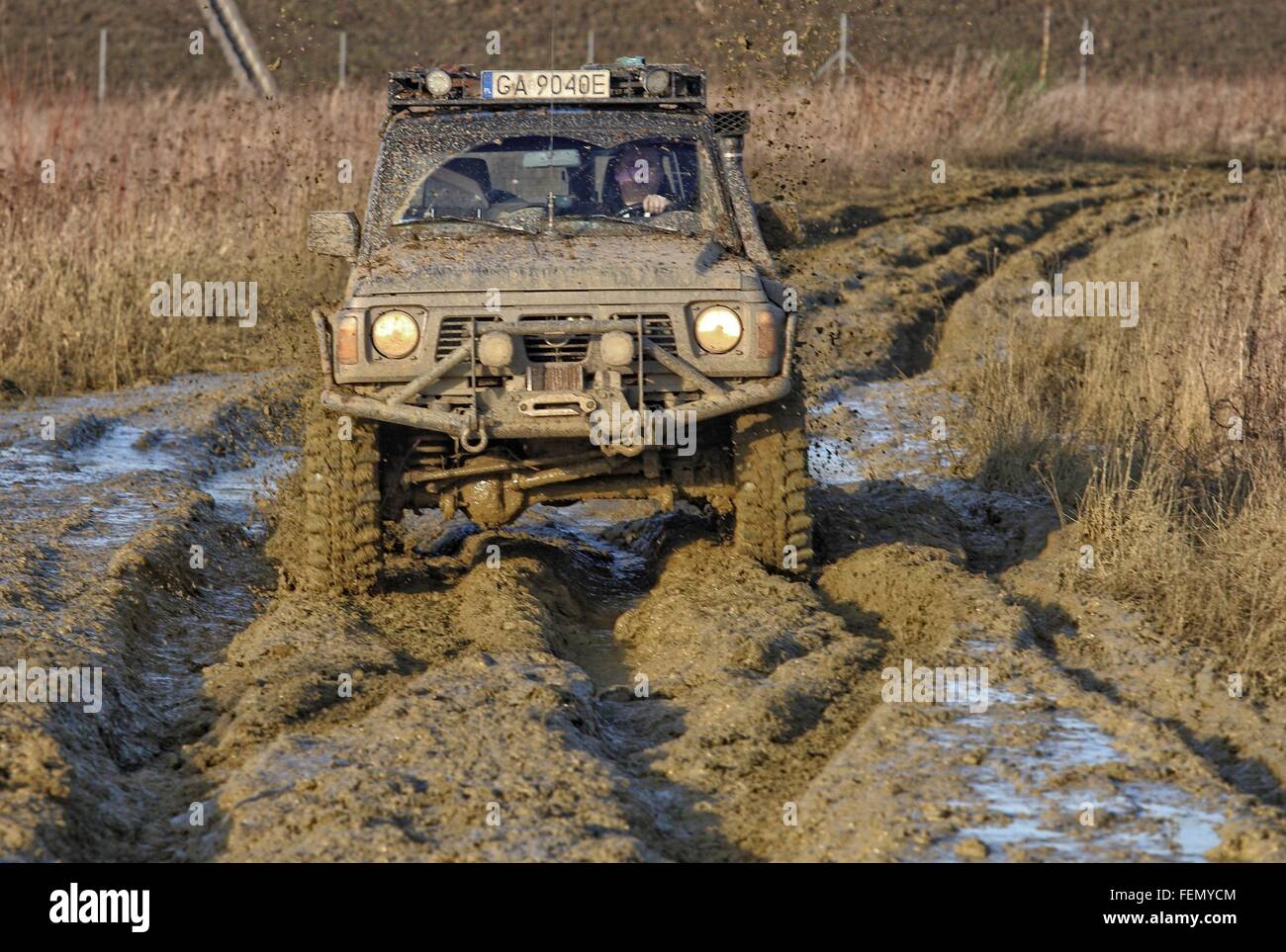 Gdansk, Poland 7th, February 2016 Dozen 4x4 cars every weekend take part in  the amateur off-road race in Gdansk. Drivers practic Stock Photo - Alamy