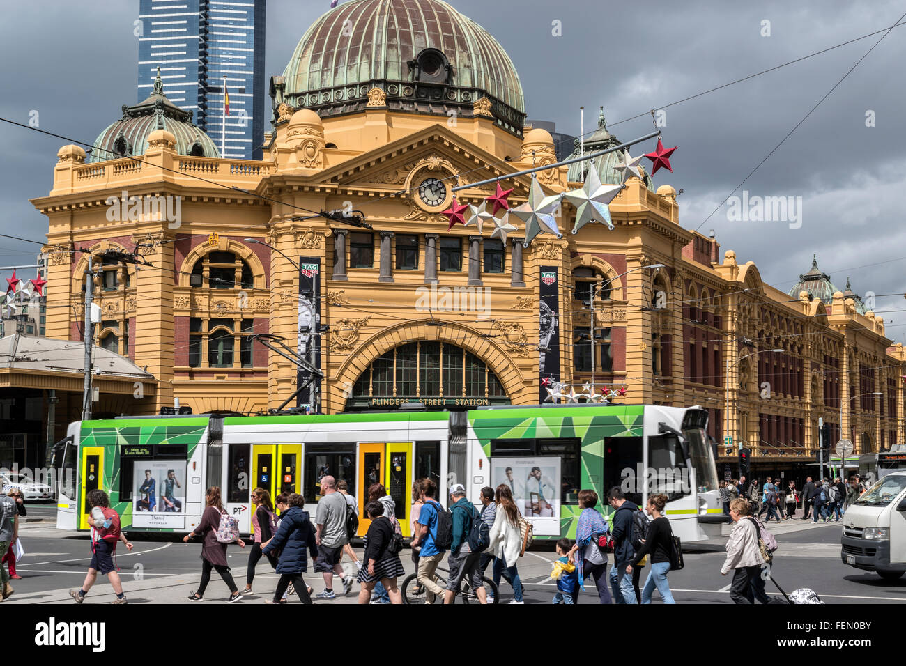 Flinders street station tram hi-res stock photography and images - Alamy