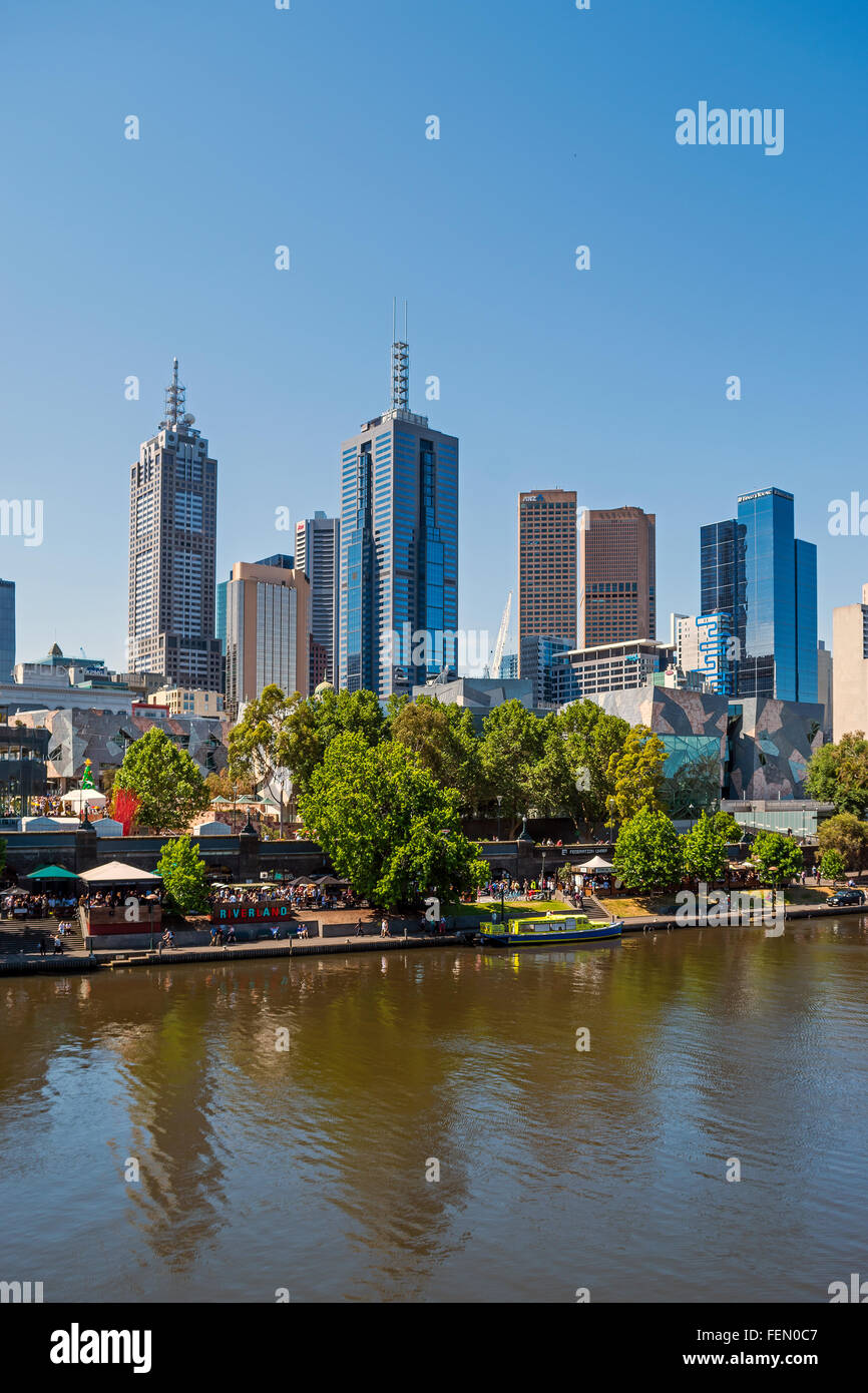 Melbourne Skyline and Yarra River, Australia Stock Photo