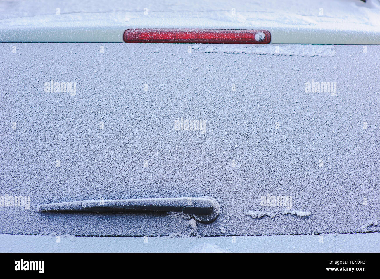 Frozen rear window of the car with windshield wiper Stock Photo Alamy