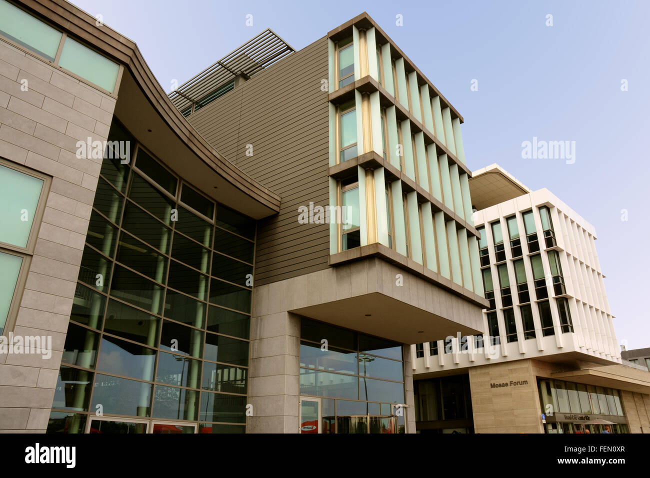 Exterieur of the Mosae Forum Complex (designed by Maastricht architect Jo Coenen). Stock Photo