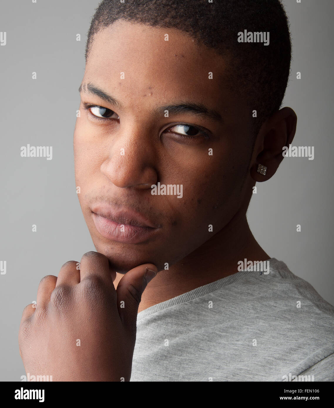 Close up Headshot portrait of a handsome black man Stock Photo - Alamy