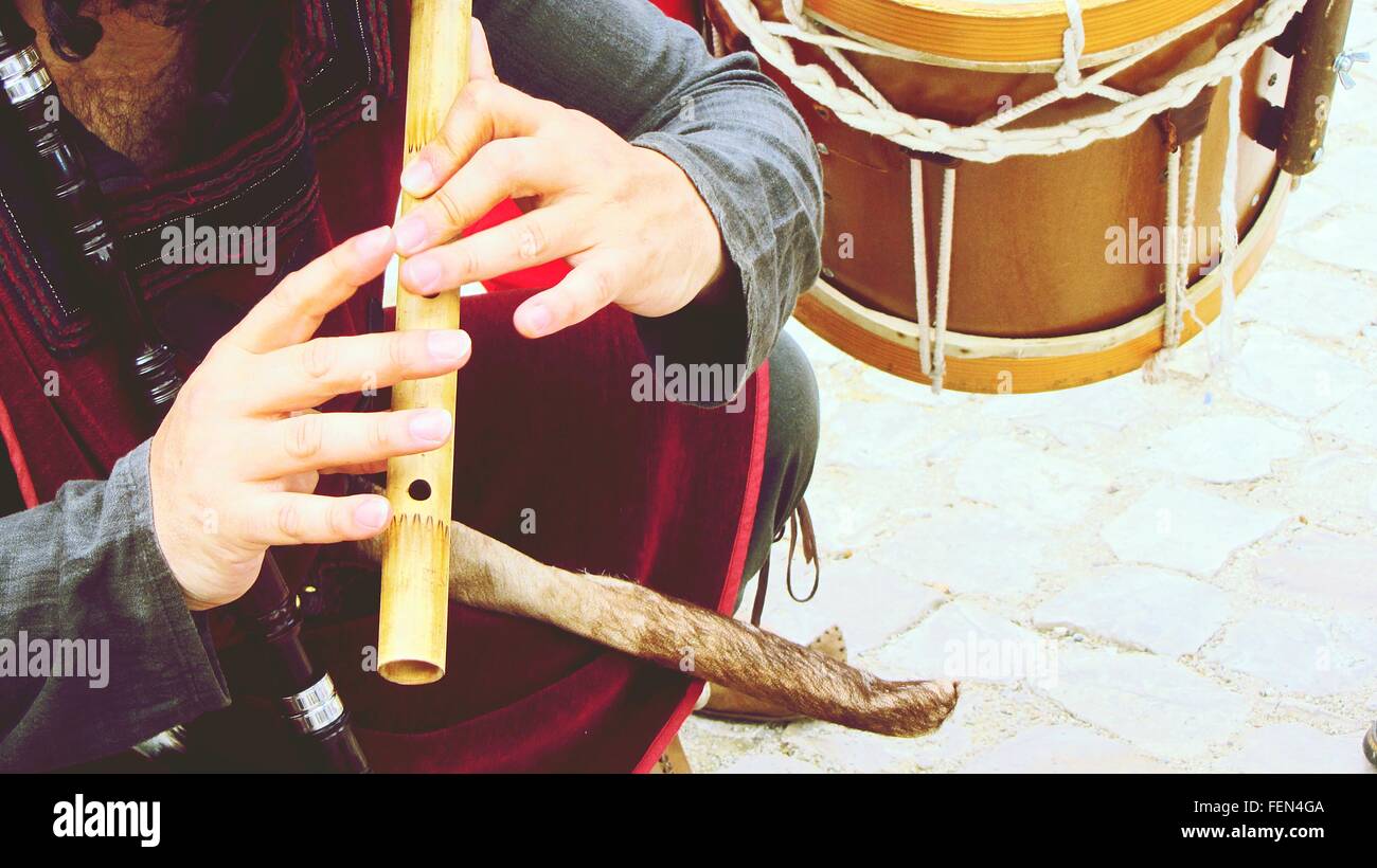 Man Playing Flute Stock Photo Alamy