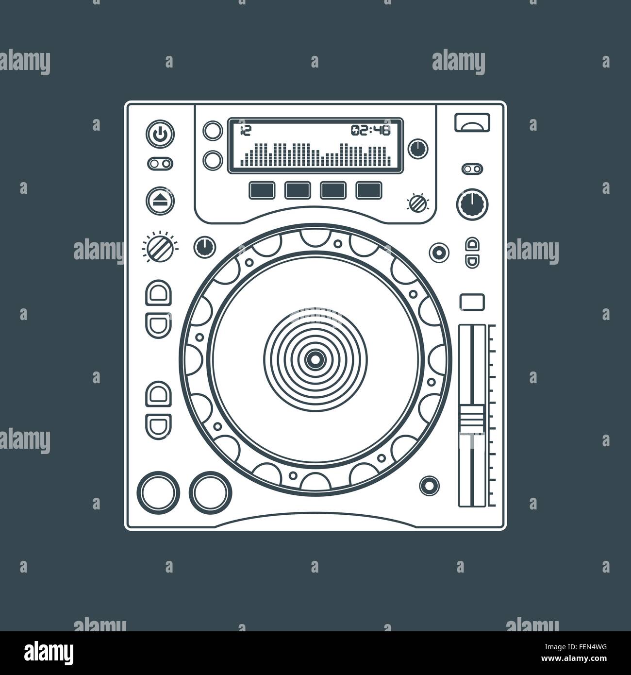 vector white solid color professional cd turntable dark background Stock Vector