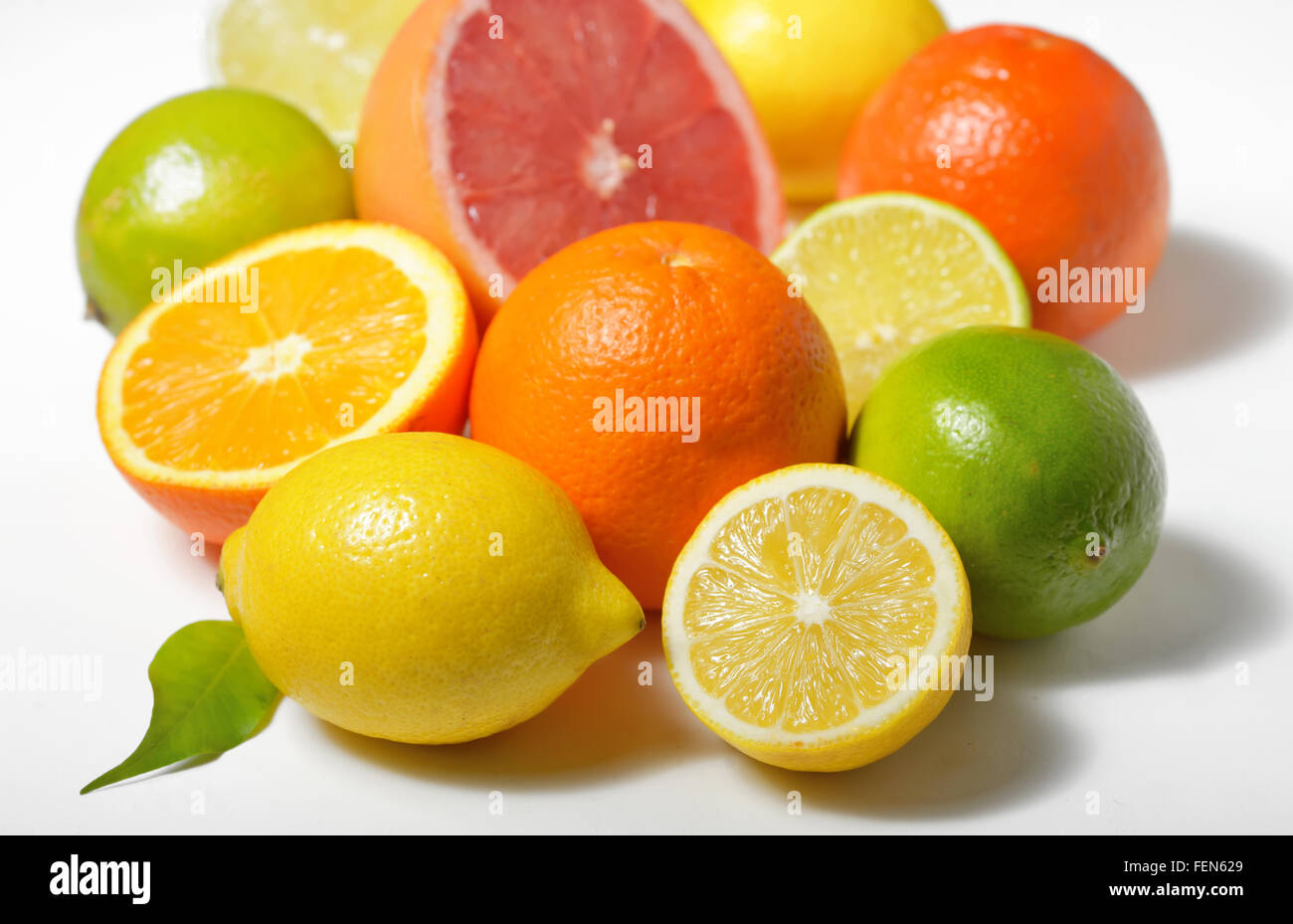citrus fruits isolated on white background Stock Photo - Alamy