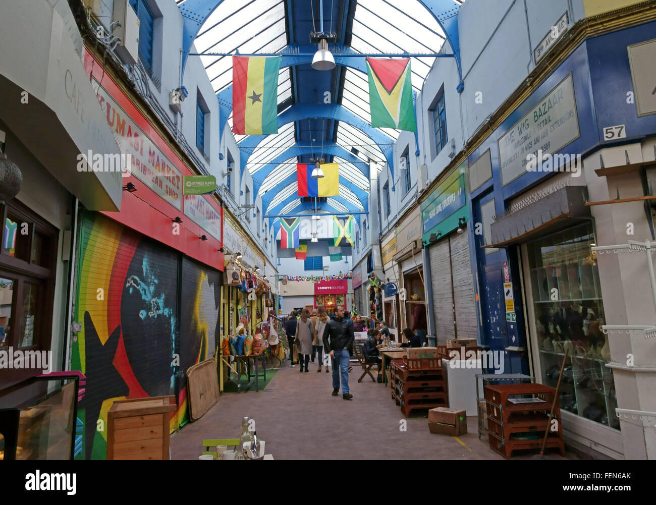 Brixton Village Market indoor market, Brixton, South London Stock Photo