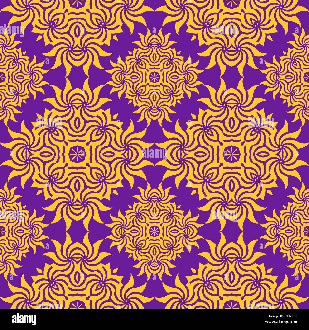vector orange gold purple floral vintage ethnic seamless pattern Stock Vector