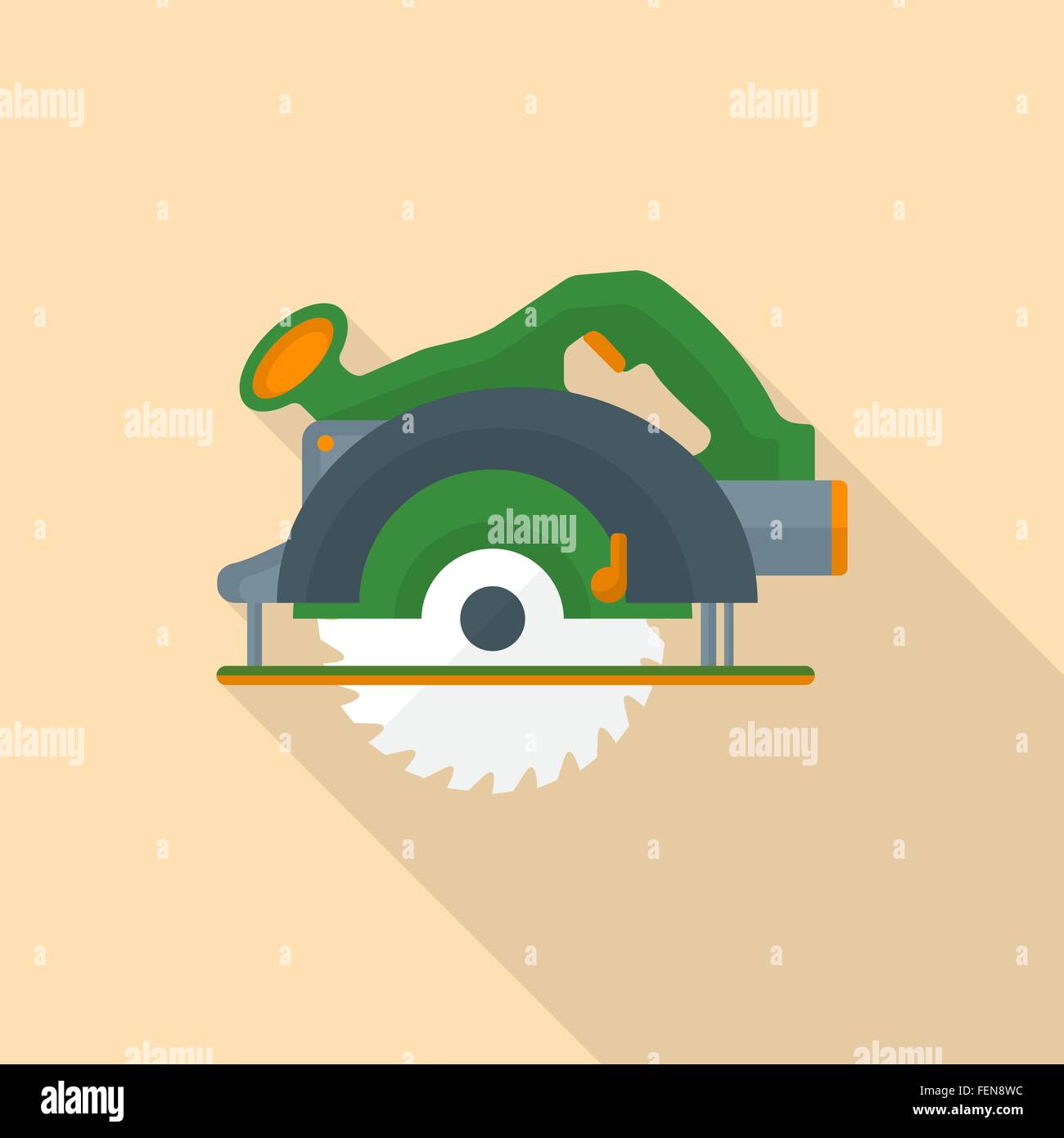 vector colored flat design electric hand circular saw icon with shadow Stock Vector