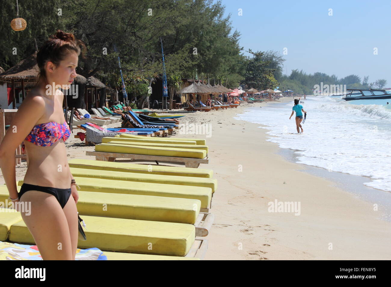 Beach on Gili Trawangan in Indonesia Stock Photo