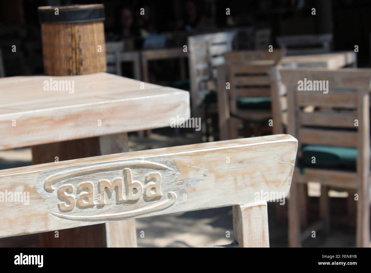 chairs in Samba restaurant on Gili Trawangan Stock Photo