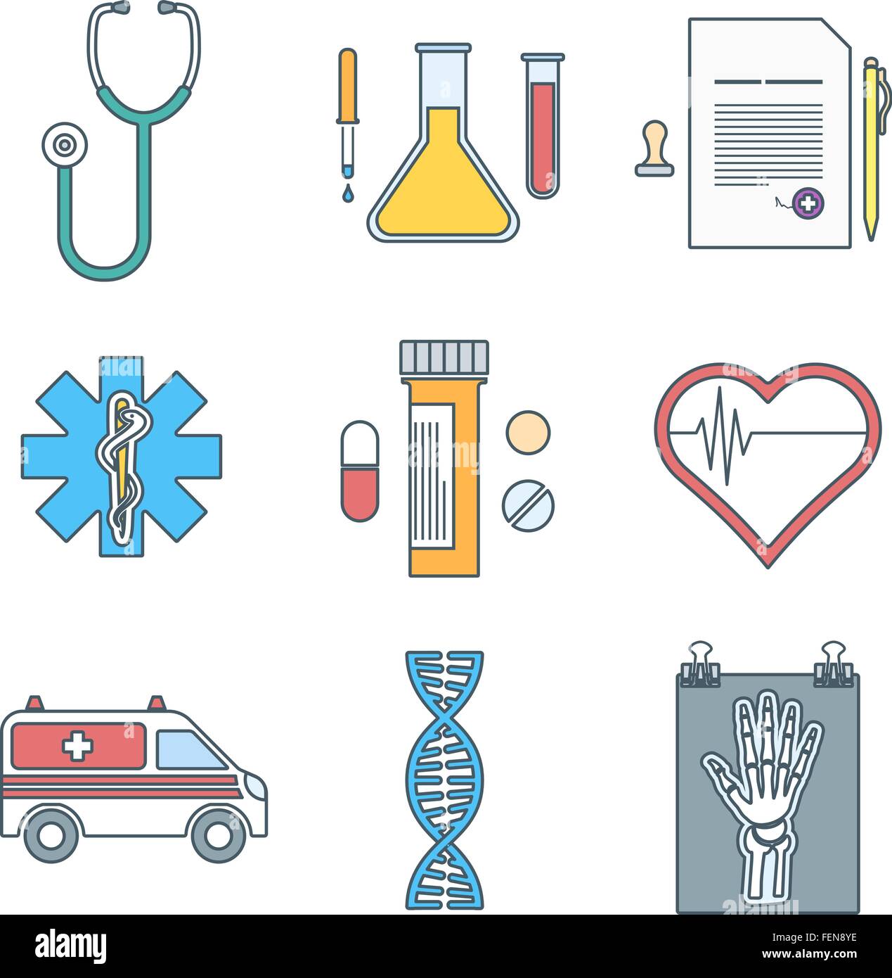 vector various color outline medical icons set Stock Vector Image & Art ...