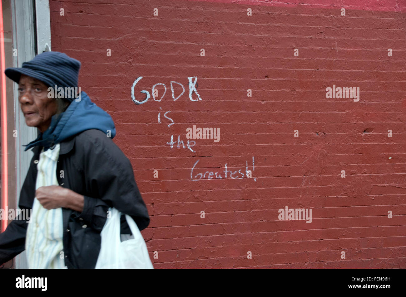 Message about God written on wall in Harlem New York City Stock Photo Alamy