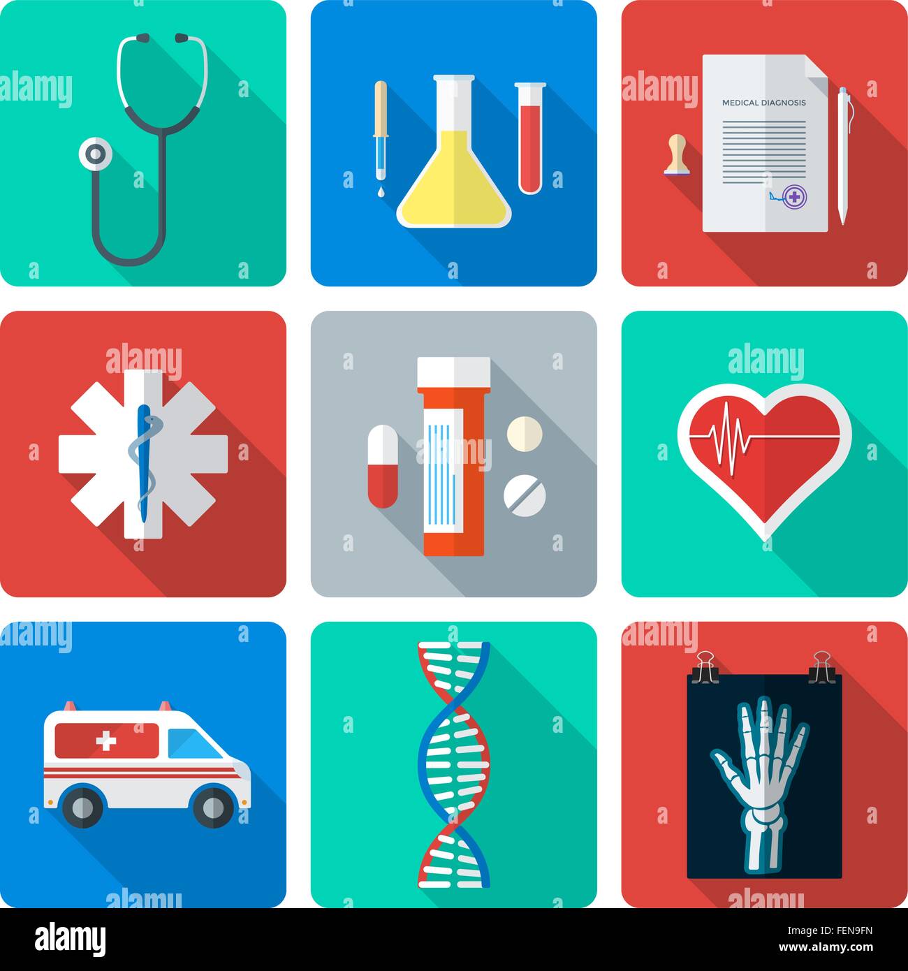 vector various color flat style medical icons with shadow Stock Vector ...