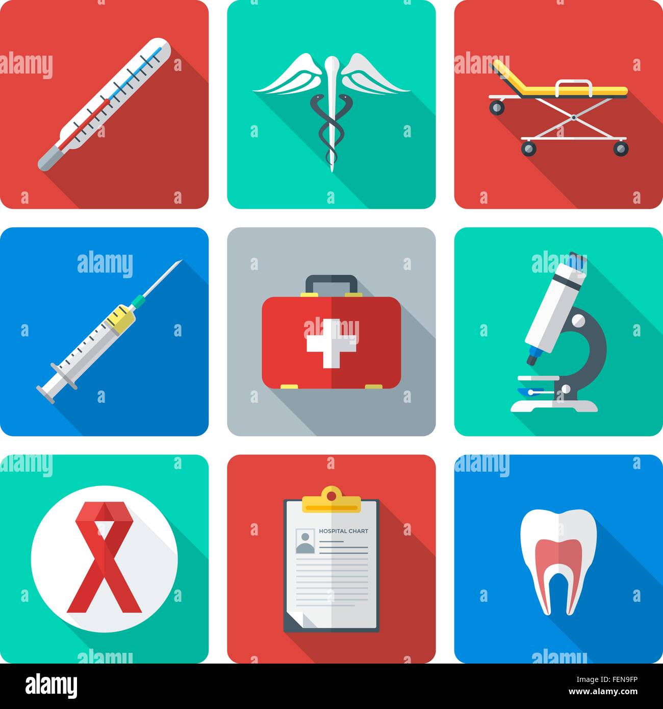 vector various color flat style medical icons with shadow Stock Vector ...
