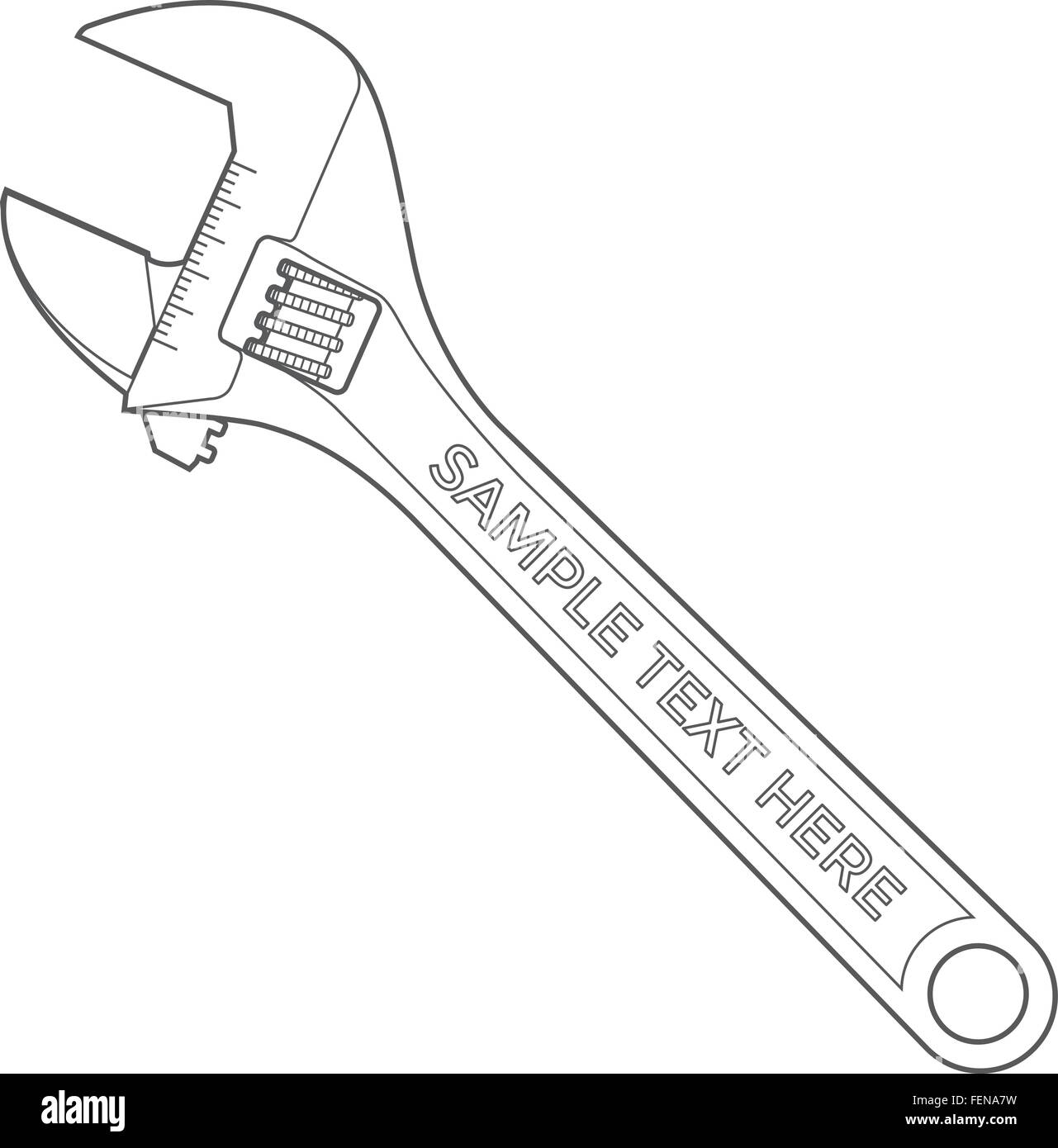 vector outline dark grey adjustable metal wrench icon Stock Vector