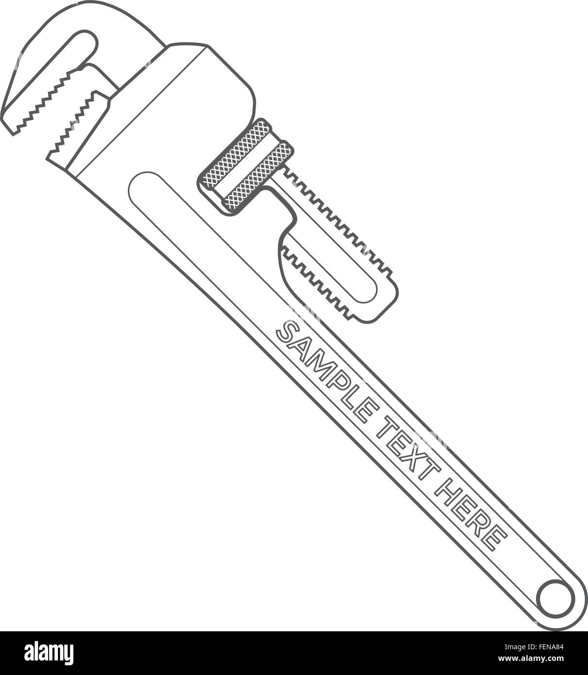 vector outline dark grey pipe adjustable metal wrench icon Stock Vector