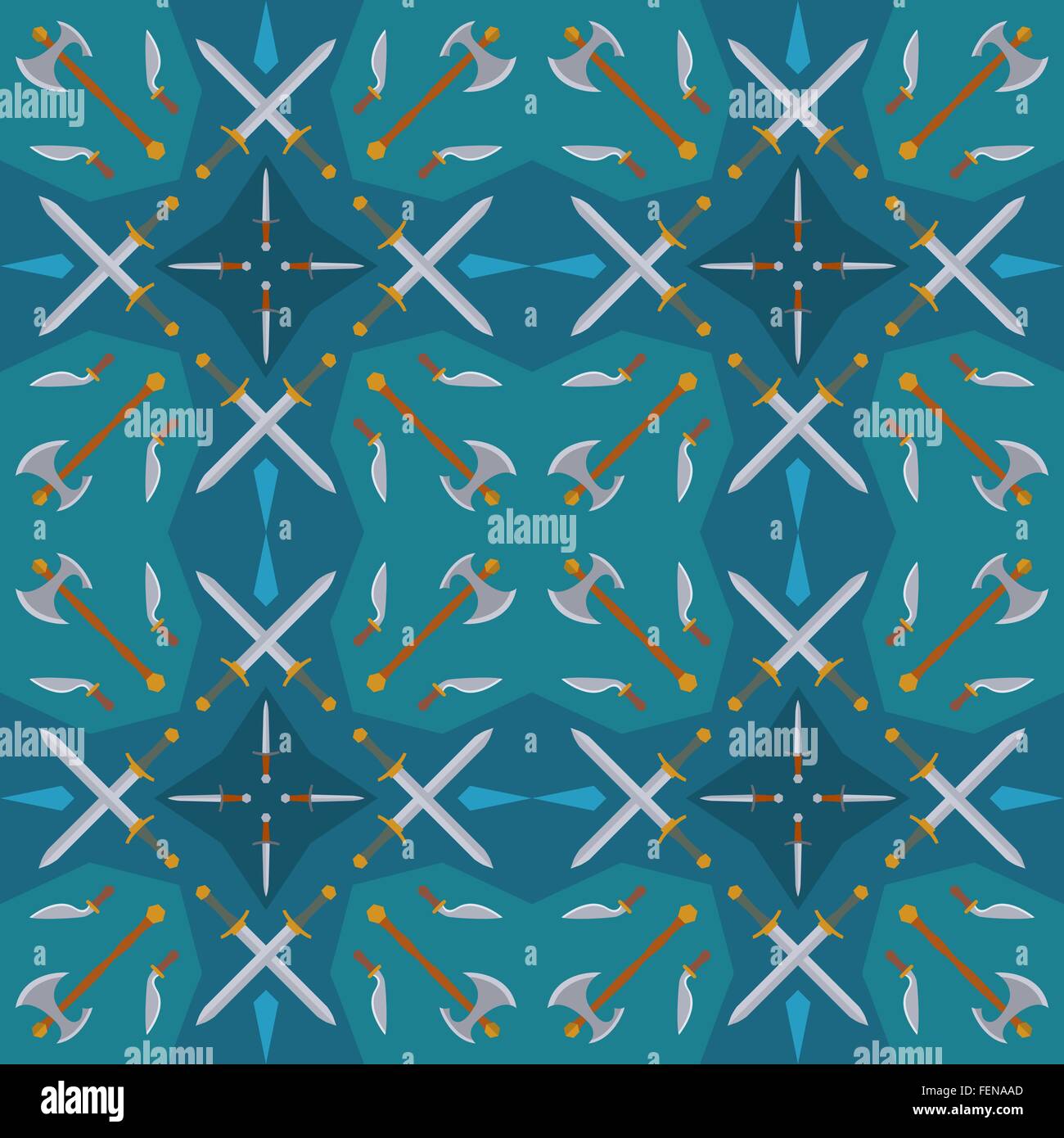 dark medieval weapons seamless vector pattern with swords and axes ...