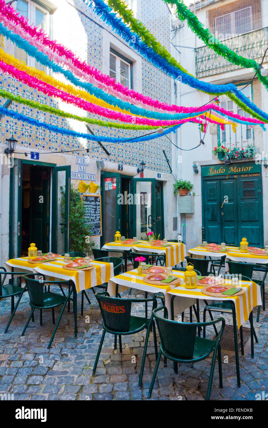 Fado Na Morgadinha, Fado restaurant, Largo Peneireiro, Alfama, Lisbon, Portugal Stock Photo