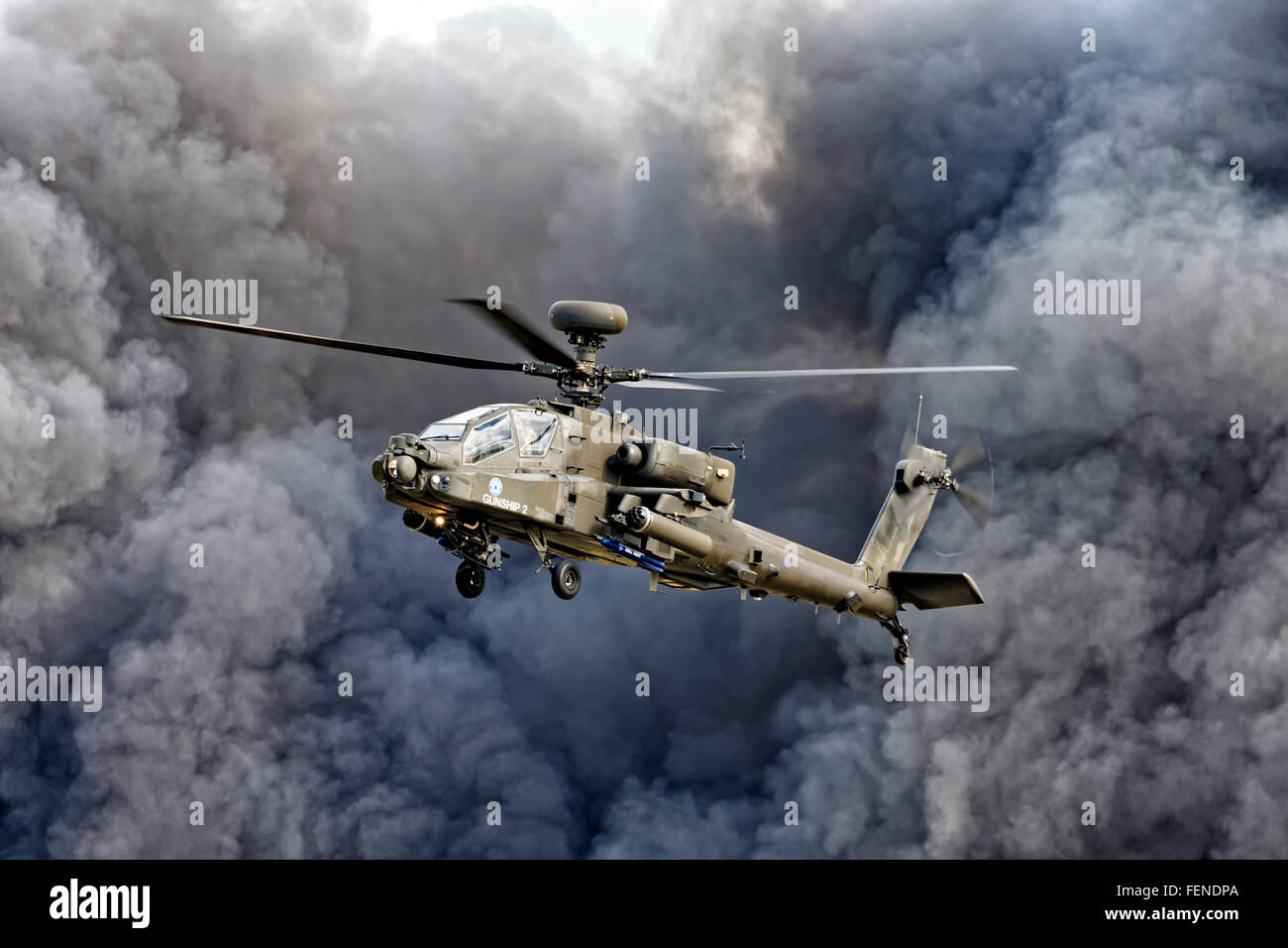 An AgustaWestland Apache AH1 Helicopter at the RNAS Yeovilton International Air Day, Somerset, United Kingdom, 11th July 2015. Stock Photo