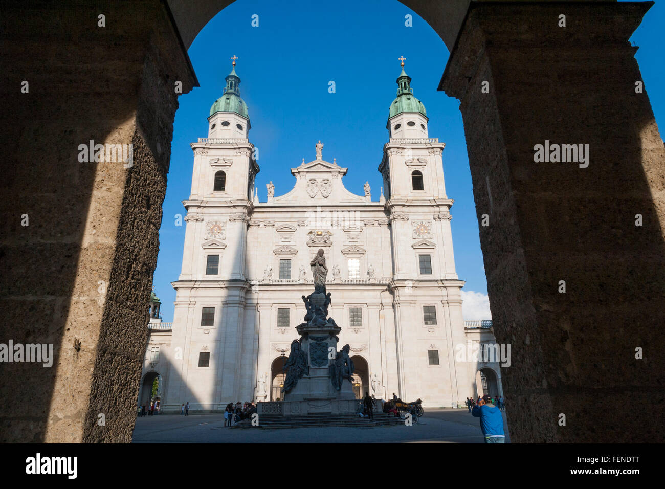 Baroque west facade, Cathedral, the historic center of the city of Salzburg, a UNESCO World Heritage Site, Austria Stock Photo