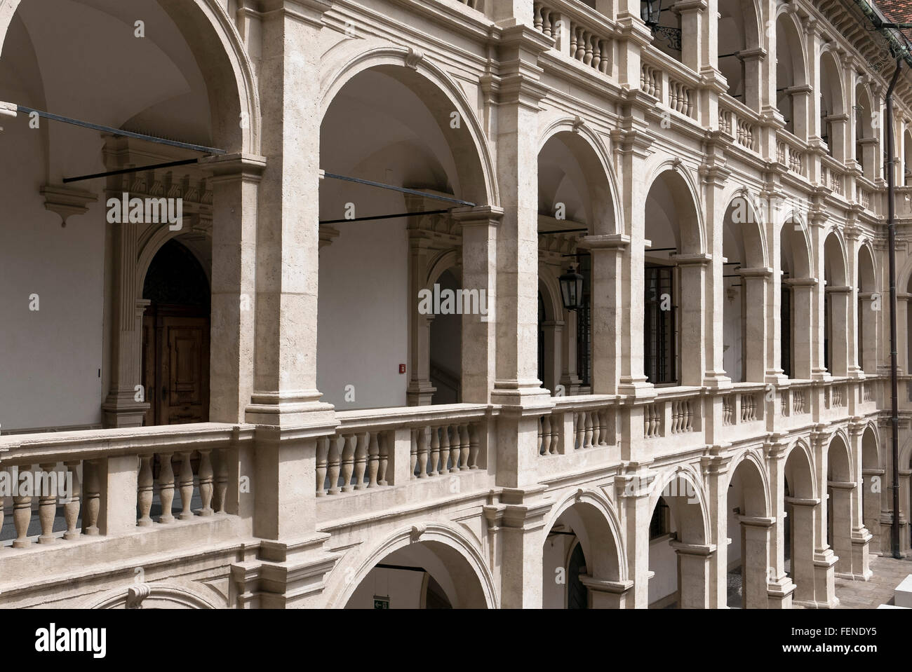 Renaissance arcades in the courtyard cottage, UNESCO World Heritage ...