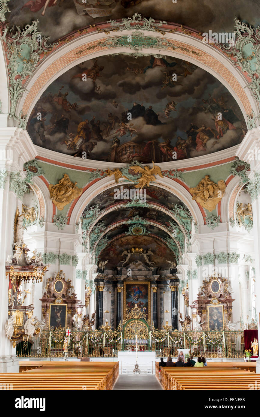 interior of Cathedral (former collegiate church), UNESCO World Heritage Site Convent of St Gall, Canton St. Gallen, Switzerland Stock Photo