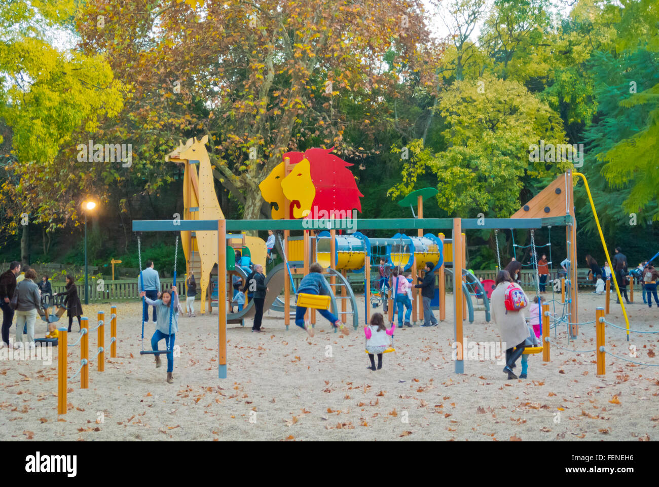 Childrens playground, Jardim da Estrela, park, Estrela, Lisbon, Portugal Stock Photo