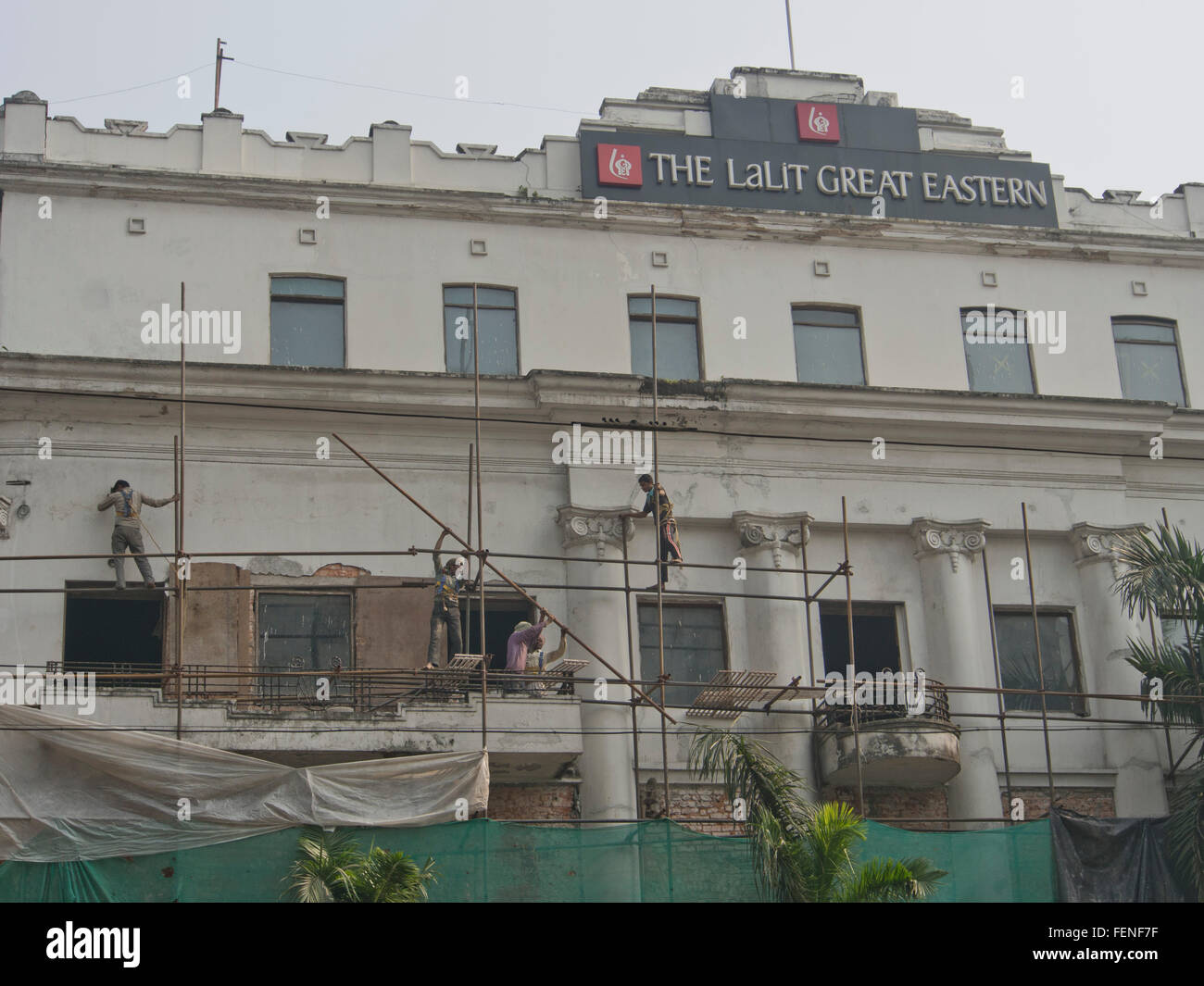 Workers building the new Lalit Great Eastern Hotel in downtown Kolkata