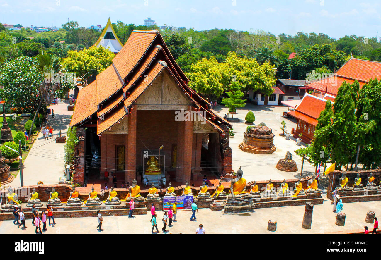 Elevated View Of A Buddhist Temple In Wat Chalong Located In Phuket Thailand On A Foggy Day Lush Jungle Can Be Seen On The Background Stock Photo Alamy
