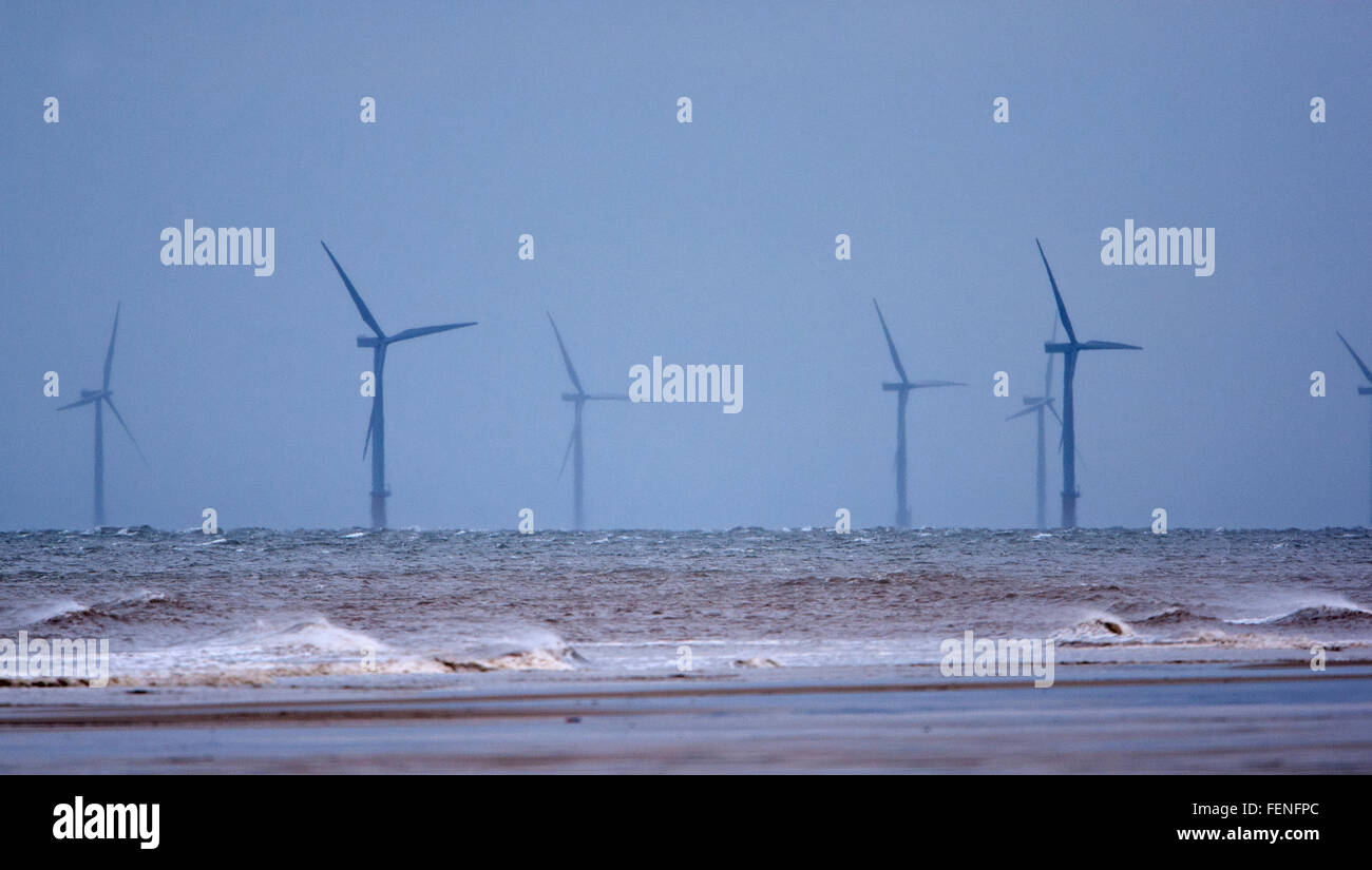 offshore wind turbines, Stock Photo