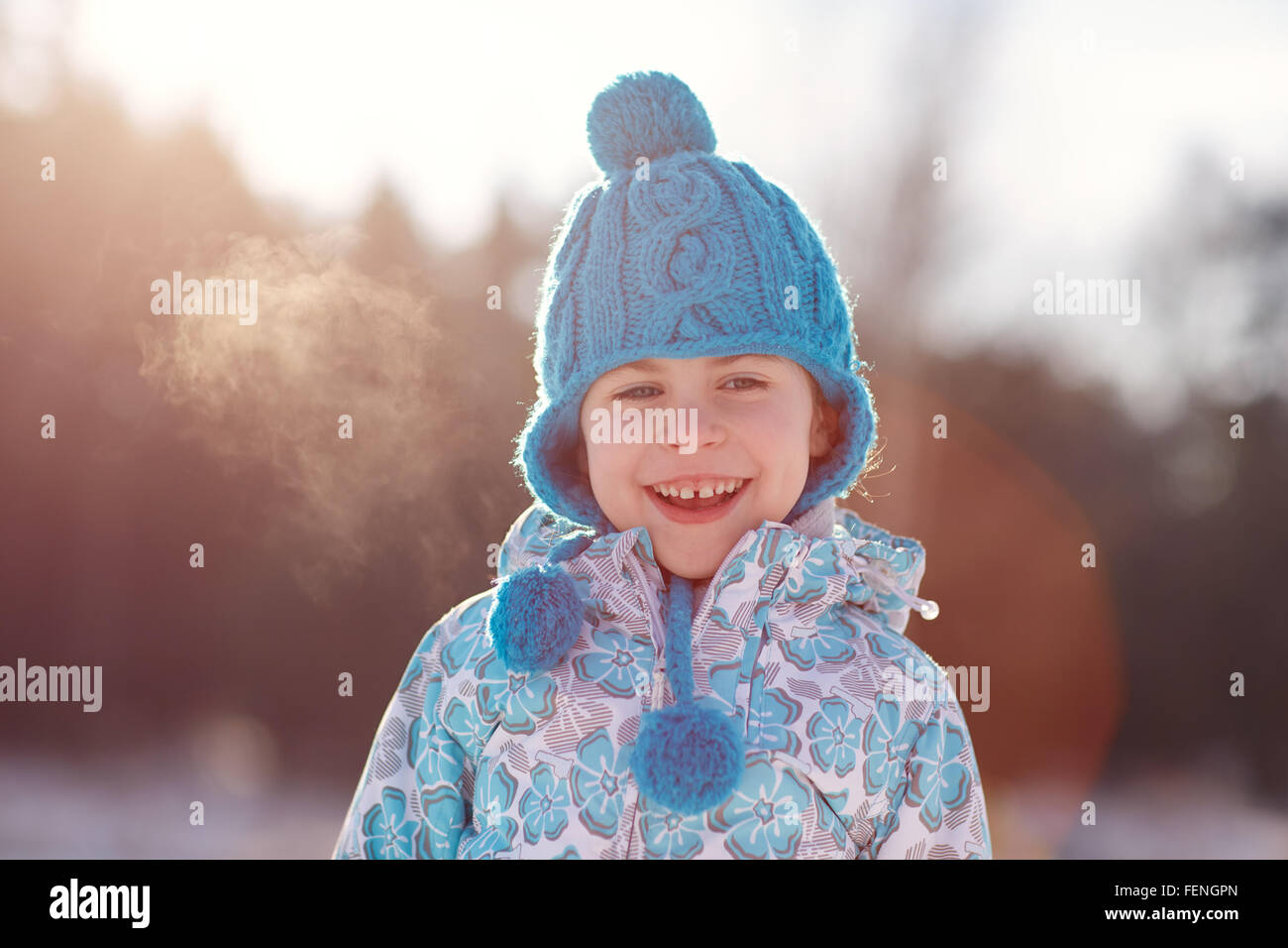 Happy days even on freezing cold Stock Photo